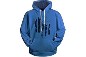 H HYFOL Graphic Hoodies for Men USA Flag American Patriotic Long Sleeve Pocket Pullover Sweatshirts