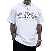 Wedsadl Christian Jesus Shirts for Men Religious God Yahweh Faith Shirt Bible Verse Vintage Oversized Graphic Tees Cotton Top
