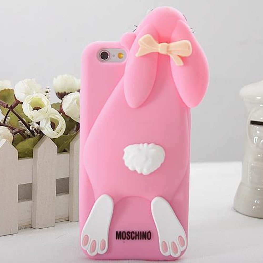 Go Crazzy Soft Rubber Silicone Back Shell Case Cover Skin For Apple Iphone 6 Plus/Iphone 6S Plus 5.5 Inch Bow Rabbit