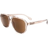 SOPHILY Square Reader Sunglasses for Men Women Double Bridge Pilot Full Lens Sun Reading Glasses UV400 Outdoor Driving, Clear Brown Frame + Brown Lens, +2.50