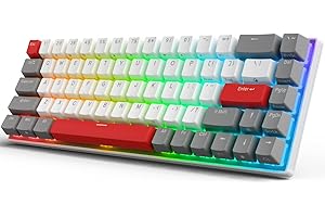 RK ROYAL KLUDGE RK G68 65% Wireless Mechanical Keyboard, Bluetooth5.1/2.4G/Wired Hot Swappable Mechanical Keyboard with 3 USB Ports, 68 Keys RGB Red Switch for Mac Windows, Classical Red