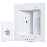 ECHOGEAR TV Cord Hider for Wall Mounted TV with 2X AC Outlets & 2X USB-A Ports - Hide Power Cables & Low Voltage Wires Behind The Wall - Includes Template, Saw, & Low Profile Extension Cord - White