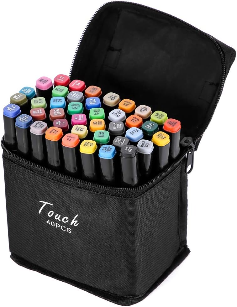40 Colors Touch Permanent Graphic Marker Pens Dual Tips Art Marker Pen for Drawing Sketching Coloring