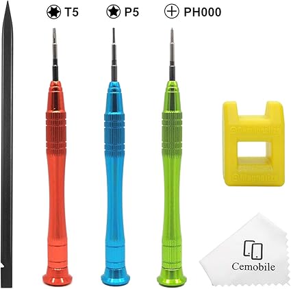 Cemobile Kit De Reparation De Tournevis Macbook Tournevis P5 Tournevis Pentalobe 6 Points Torx T5 Phillips Ph000 Kit D Outils De Reparation Pour Macbook Air Et Macbook Pro 13 15 Avec Ecran Retina Amazon Fr
