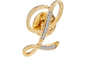 ETHOON Initial Letter Brooch Pin Small Lapel Pin Tie Tack Name Personalized Gifts for Women Men Gold A-Z