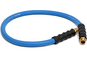 BLUBIRD BBLD1203 1/2" x 3' Rubber Air Leader Hose, 100% Rubber, Lightest, Strongest, Most Flexible, 300 PSI, 50F to 190F Degrees, Ozone Resistant, High Strength Polyester Braided
