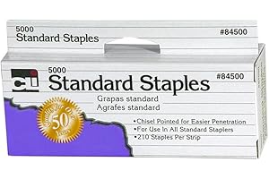 Charles Leonard Staples, Standard 26/6 Size, Chisel Pointed Carbon Steel, Silver, 5000/Box (84500)