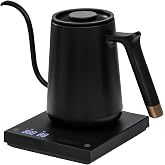 TIMEMORE Fish Smart Electric Coffee Kettle 600ML, Gooseneck Pour Over Kettle for Coffee and Tea Variable Temperature Control, Home Edition Black