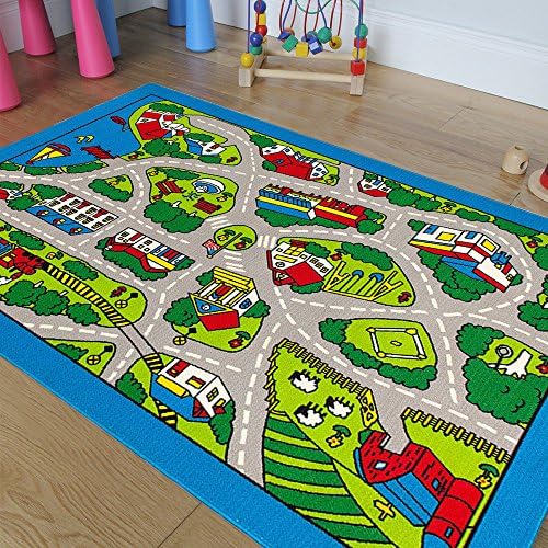 Children's Play Village Mat Town City Roads Rug (3 Ft X 5 Ft)