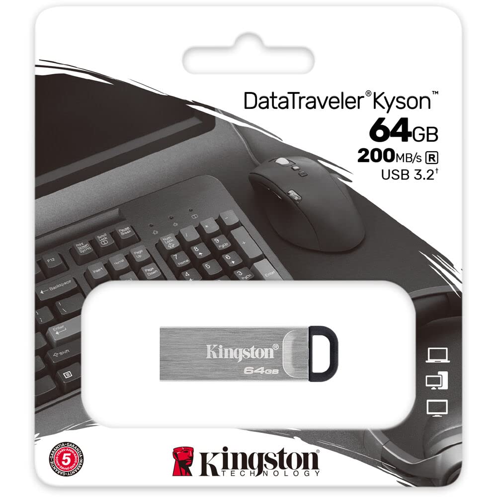 Kingston 64GB DataTraveler Kyson USB 3.2 Gen 1 200MB/s Read Metal Flash Drive (10-Pack) (10 Items)