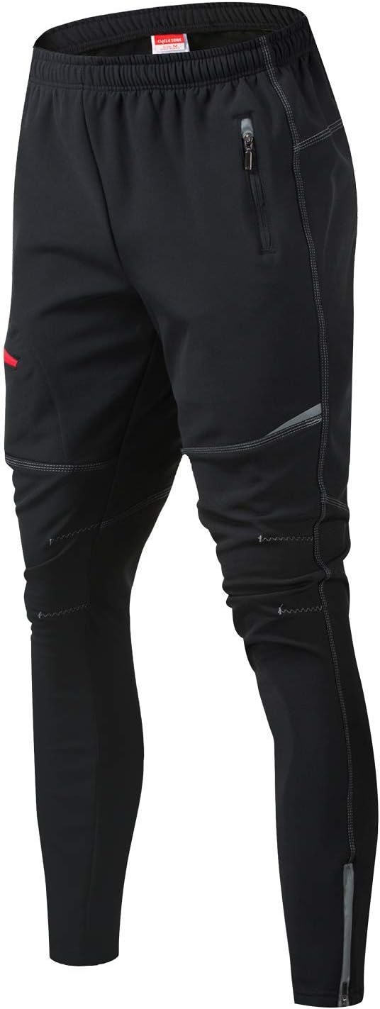 JOGVELO Cycling Trousers, Mtb Pants Winter Fleece Thermal Waterproof Windproof Sports Pants for Men Black