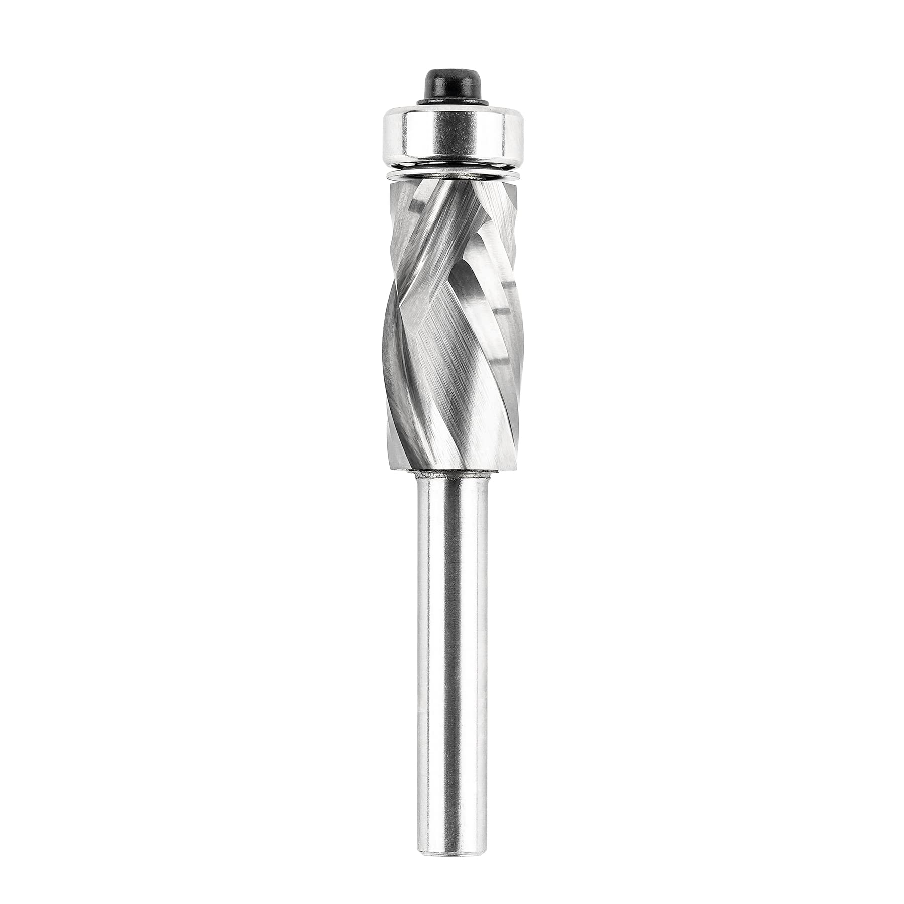 SpeTool Flush Trim Router Bit 1/4 Inch Shank 1/2 Inch Cutting Diameter 1 Inch Cutting Length Solid Carbide Compression Spiral Template Bit for Woodworking