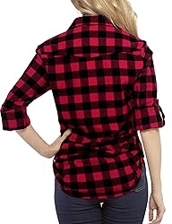 Match Womens Button Down Flannel Plaid Shirts roll