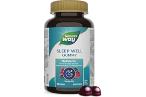 Nature's Way Sleep Well Gummies – Melatonin, Magnesium & Clinically Studied Ashwagandha Supplement, Sleep Aid & Jet Lag Suppo