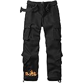 MERJAZ Men's Fleece Lined Cargo Pants Winter Camo Tactical Pants Waterproof Thermal Hiking Pants Insulated Work Pants No Belt