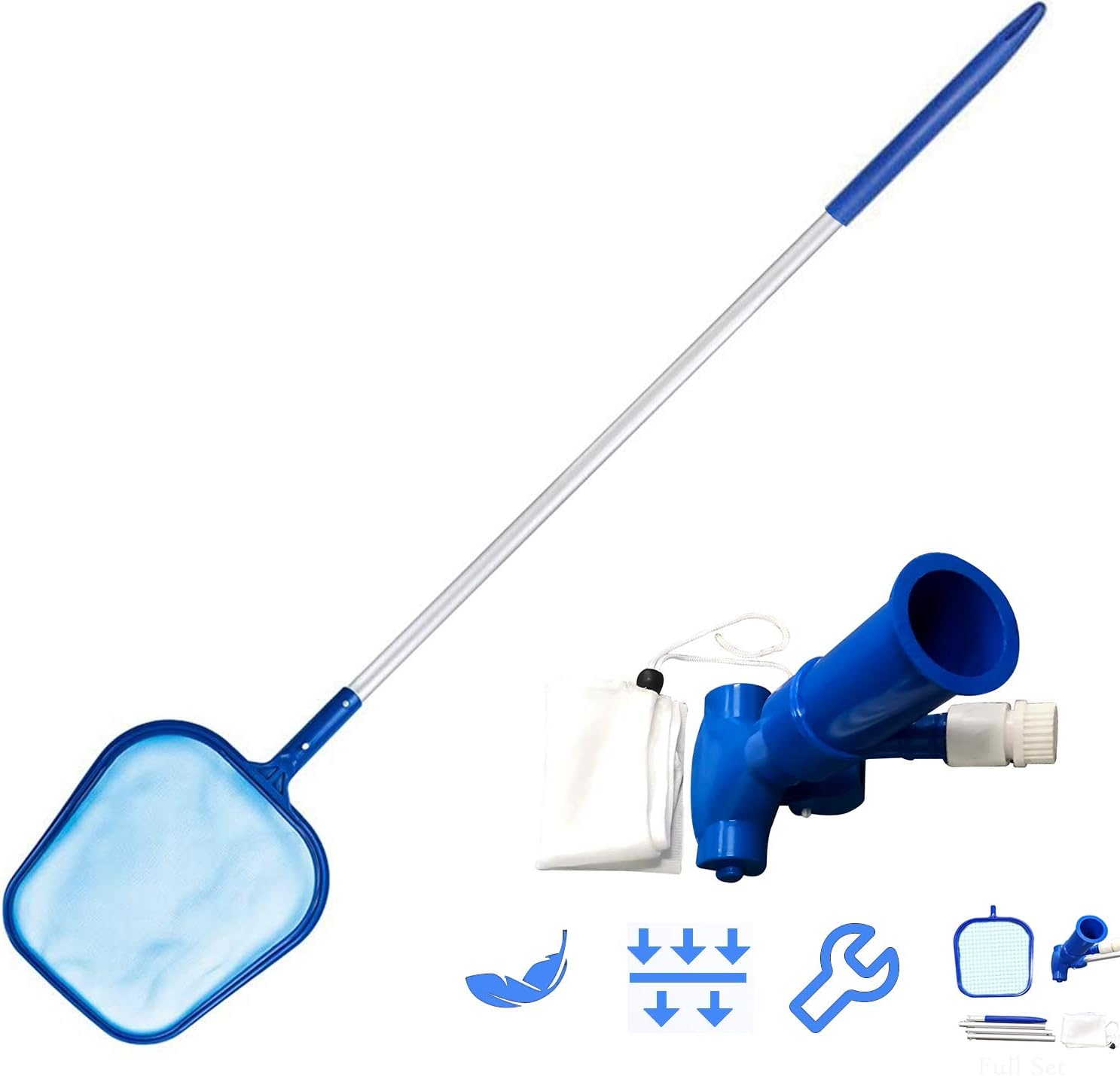 Swimming pool Maintenance Kit/swimming pool skimmer net + Swimming Pool Filter Pump residue collector Interchangeable vacuums slag heads collector Pool Cleaning Kit