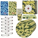 Vons co. Party Pack For Nerf - 12 pack (60 piece) - Safety Glasses, Nerf Themed Disposable Plates, Cups, Napkins - Camouflage Bandanas - Target