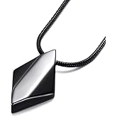 MOO&LEE Men's Tungsten Carbide Pendant Necklace Geometric Tungsten Pendant with 22 Inches Stainless Steel Snake Chain