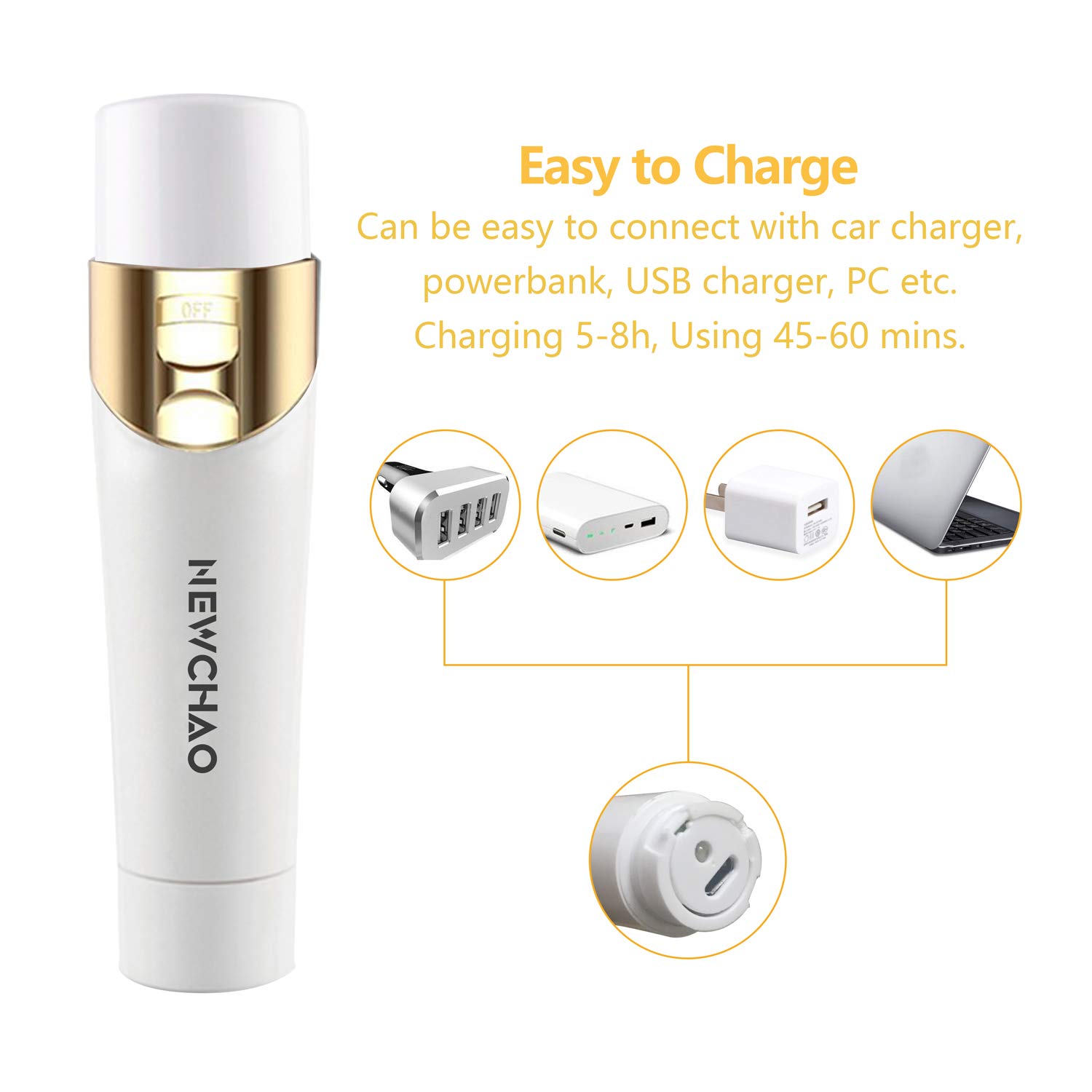 Facial Hair Removal for Women Hair Remover, 5 in 1 Painless Facial Body Shaver, Eyebrow Razors Epilator, Nose Bikini Hair Trimmer with USB Charging