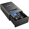 MOLICAR Gun Safe for Handgun, Alarm Clock Biometric Pistol Safe Fingerprint Handgun Safe with Touchscreen Keypad LCD of Temp, Humidity, 3 Ways Quick Access Slide Away Bedside Gun Safe for Nightstand