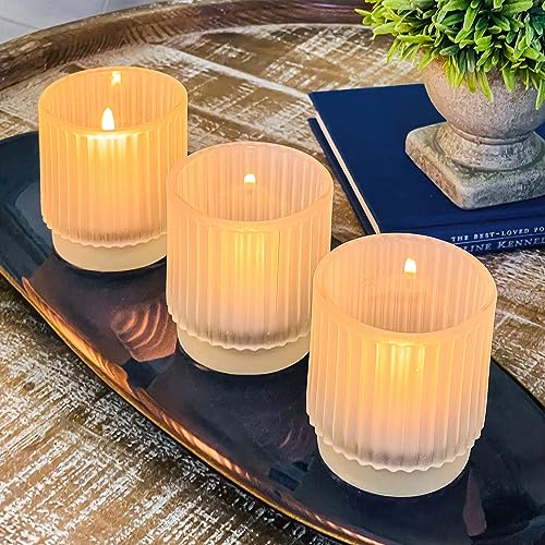 Castiçais votivos vintage com nervuras de vidro fosco Tealight da Kate Aspen (conjunto de 6), decoração rústica, decoração boho, decoração de prateleira, visual clássico | Presente perfeito para