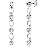 Moissanite Drop Dangle Earrings for Women, 925 Sterling Silver Round Cut Lab Created Imitation-diamond Earring Hypoallergenic Jewelry for Mother's Day Birthday Gifts