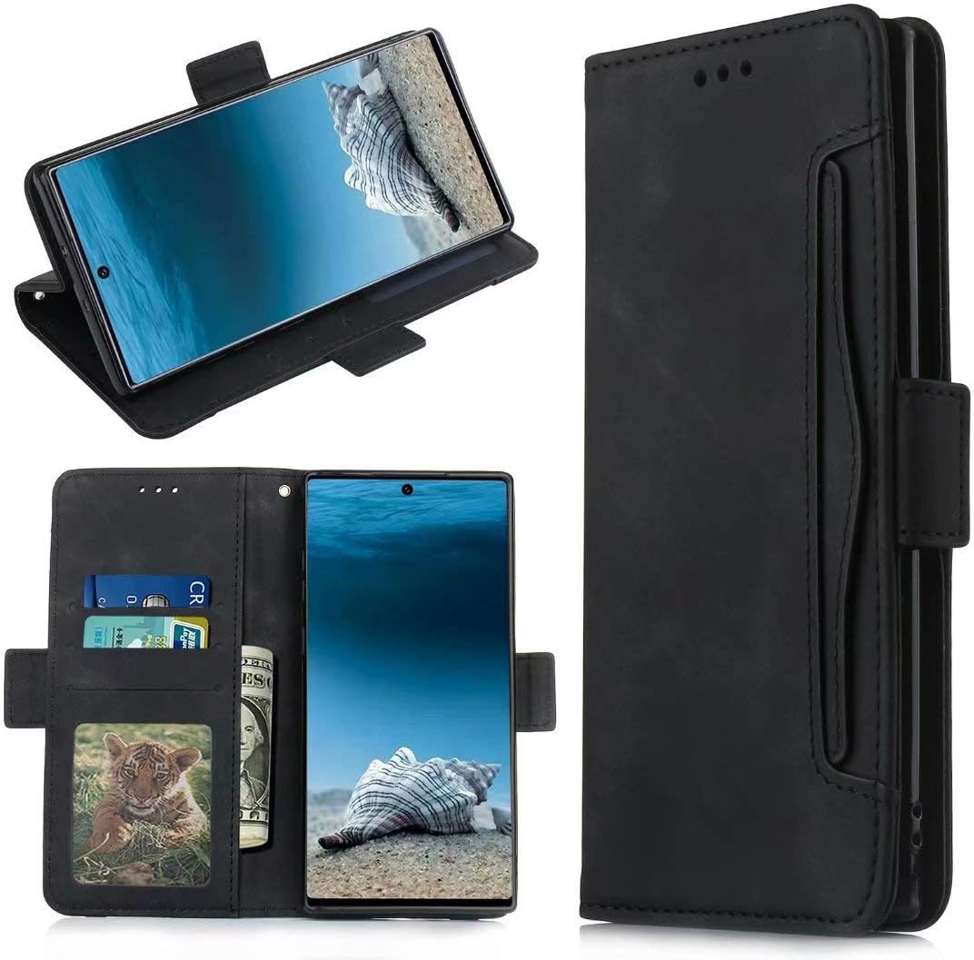 For Xiaomi Redmi Note 8 Pro Case, Shockproof PU Leather Flip Wallet Cover with Magnetic Stand Card Holder ID Slot Folio Soft TPU Bumper Slim Protective Case Skin for Xiaomi Redmi Note 8 Pro black