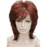 Aimole Soft Shaggy Layered Medium Length Classic Cap Synthetic Women Wigs(130-Fox Red)