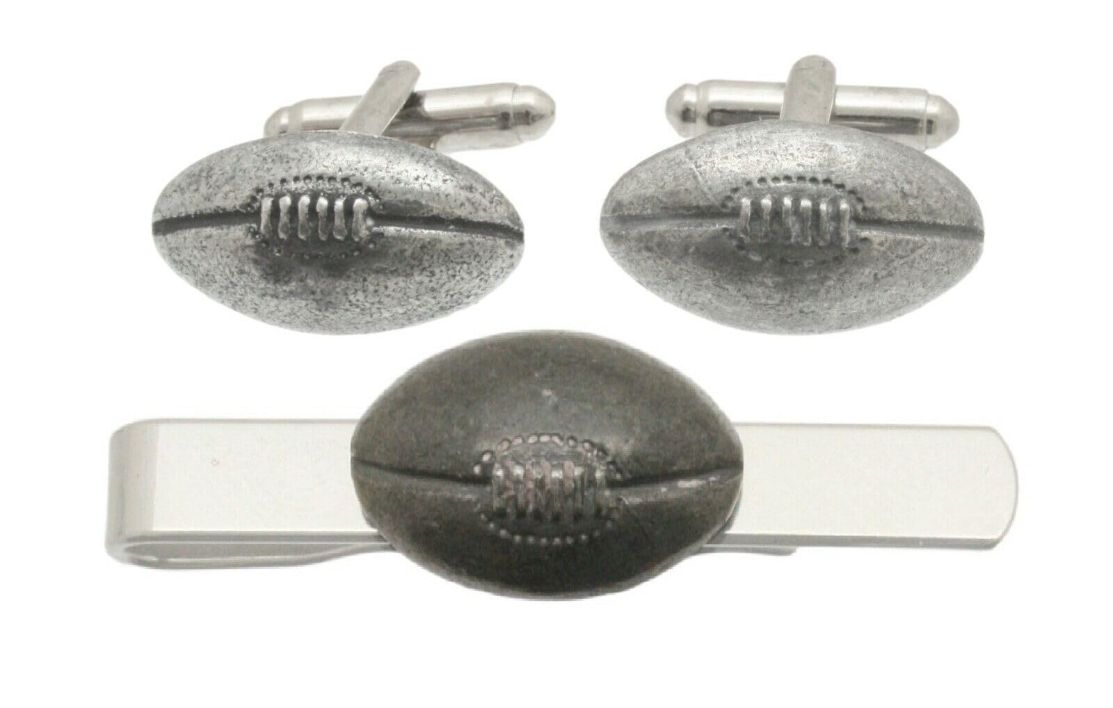 Rugby Ball Cufflinks and Tie Bar Slide Gift Boxed Set 304