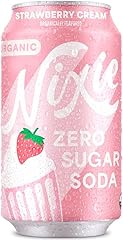 Nixie Organic Zero Sugar Soda, NEW Strawberry Cream, Healthy Soda Pop, Non-GMO, 0 Sugar, 0 Calories, Caffeine Free, 12oz Can 