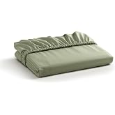 Linen Home 100% Cotton Percale Fitted Sheet only, Full Size, Sage | Deep Pocket with All Around Elastic, Fits Mattress up to 16", Crisp and Cool, Soft, Breathable, Strong Bed Linen, 54x75+15"