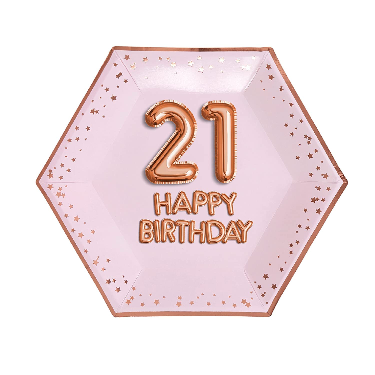 Neviti 773192 Glitz & Glamour - Plate - Large - Pink & Rose Gold - Age 21 Paper
