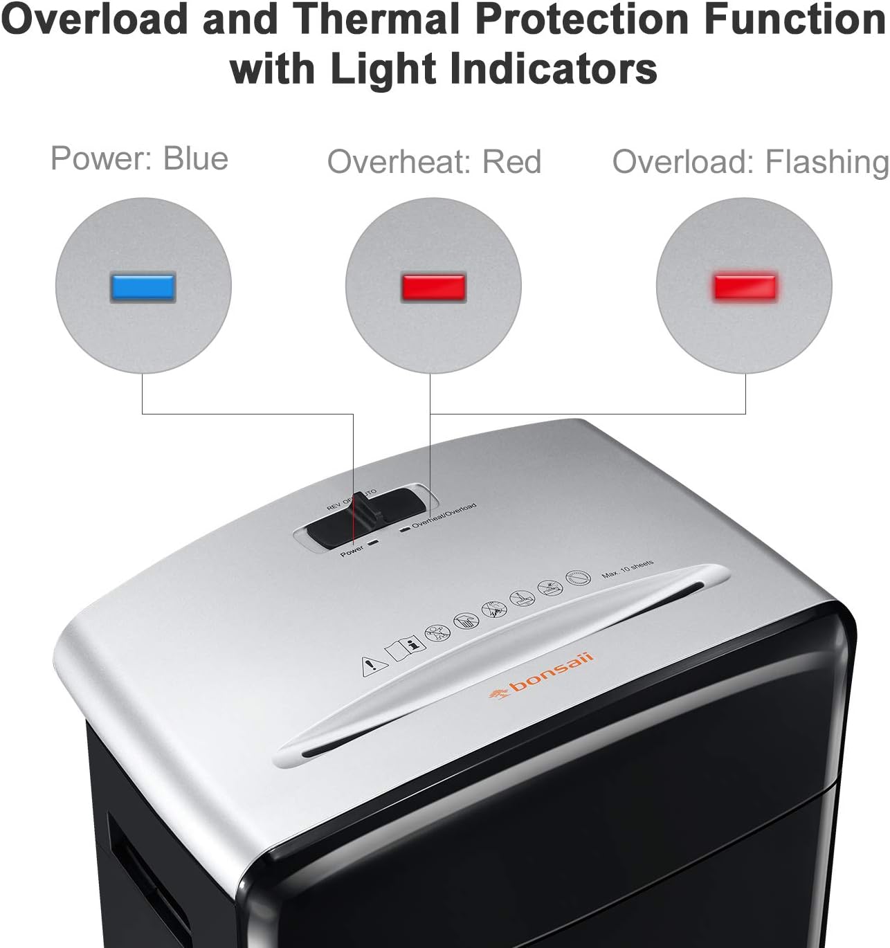 Bonsaii 10-Sheet High-Security Micro-Cut Paper Shredder, Credit Card/Staples/Clips Shredders for Office and Home Use, 3.5-Gallon Pullout Wastebasket with Large Transparent Window (C220-B) : Electronics