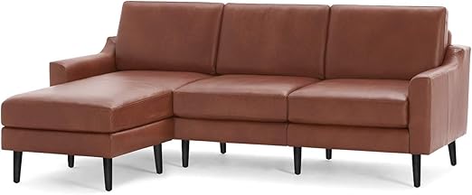 Amazon Com Burrow Nomad Mid Century Modern Leather Sofa With
