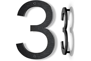 Lookopen 8 Inch Black Large House Numbers, Modern Floating Metal House Numbers for Outside, Aluminium Home Address Numbers for Front Door Outdoor Brick House (3)