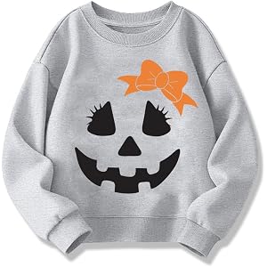 HQHKEPWA Kids Halloween Sweatshirt Girls Boys Skeleton Pumpkin Ghost Toddler Shirt Crewneck Long Sleeve Graphic Top for 2-7T