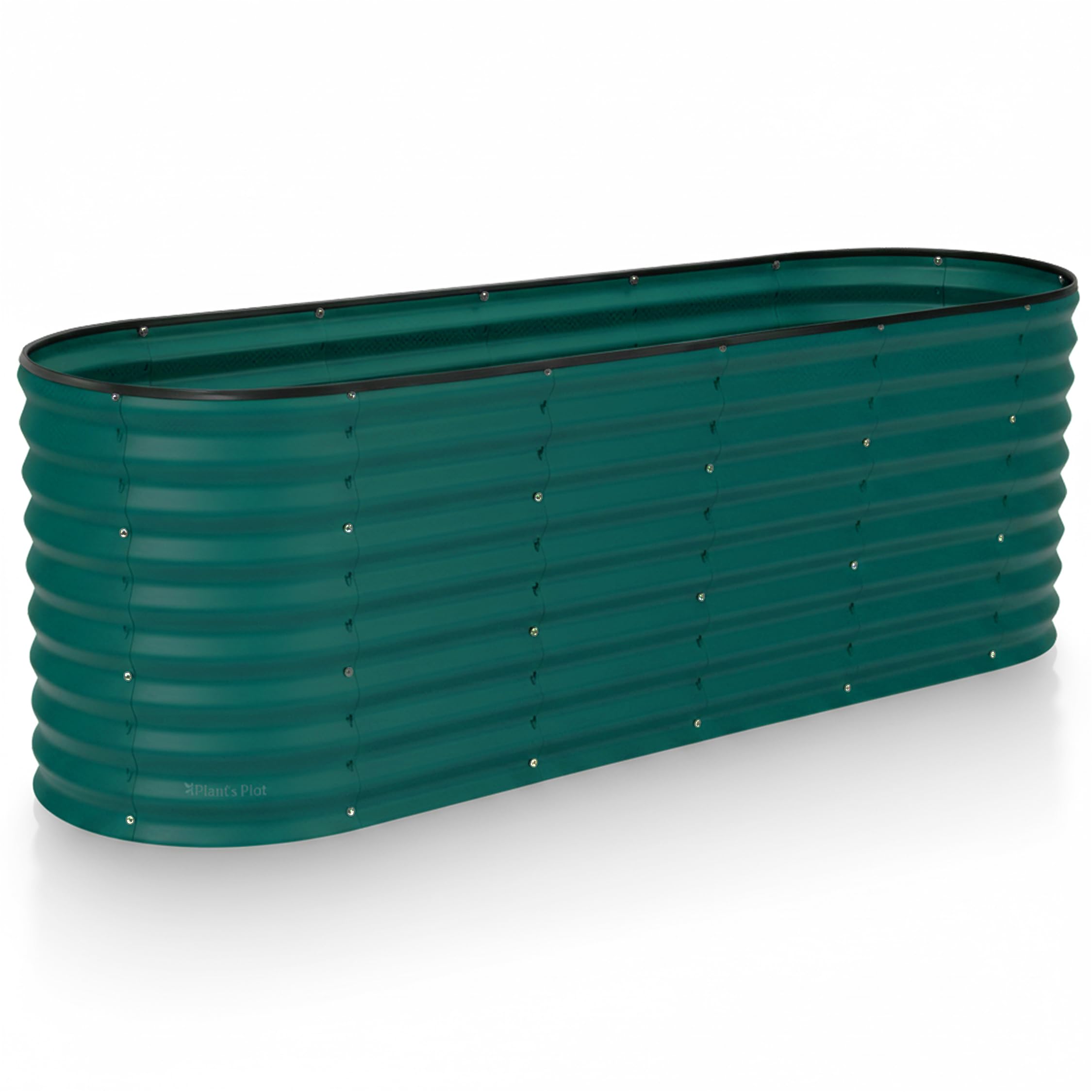 Plant & Plot Galvanized Raised Garden Beds Outdoor // 6×2×2 ft Planter Raised Beds for Gardening, Vegetables, Flowers // Large Metal Garden Box (Dark Green) // Patented Tool-Free Design Image