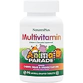 NaturesPlus Animal Parade Children's Chewable Multivitamin - 90 Animal-Shaped Tablets - Natural Assorted Flavors - Vegan, Gluten Free - 45 Servings