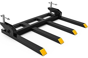 YITAMOTOR Clamp on Debris Forks to 48" Bucket, Heavy Duty Pallet Fork 2500 lbs Capacity Fit for Loader Bucket Skidsteer Tractor