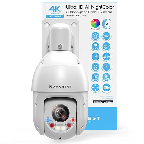 Amcrest 4K (8MP) Outdoor PTZ POE IP Camera Pan Tilt Zoom