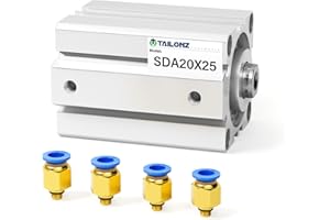 TAILONZ PNEUMATIC 20mm Bore 25mm Stroke Pneumatic Small Thin Cylinder Aluminum Pneumatic Air Cylinder SDA20-25