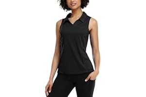 COOrun Women's Golf Polo Shirts Sleeveless Quick Dry Tennis T-Shirts Lightweight V-Neck with Collar Tank Top