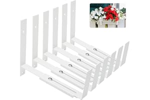 SanSanYa 6 Pack Window Box Planter Brackets 5.92" to 13" Adjustable Planter Box Brackets Window Plant Bracket Wall Mount (Whi
