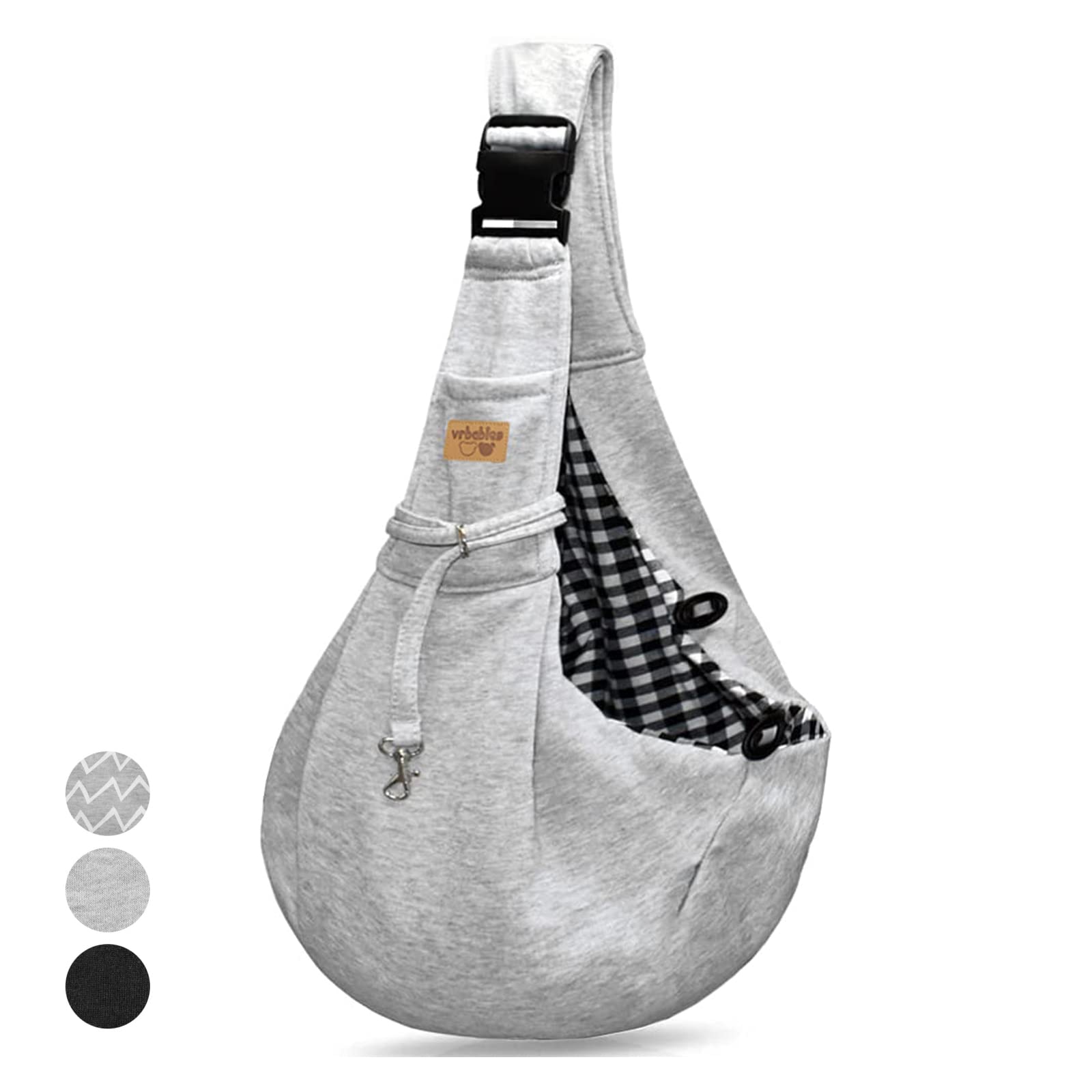 vrbabies Dog Carrier for Small Dogs, Puppy Sling Carrier with Adjustable Strap Soft Cotton Dog Carrier Bag Dog Sling Carriers with Pocket for Travel Outdoor (Light Grey) — image 1