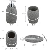 zccz Grey 4-Piece Bathroom Accessory Set Soap Dispenser Toothbrush Holder Tray view 6