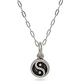 EnCharmed Sterling Silver Teeny Tiny Yin Yang Taoism Symbol Charm Necklace, 18"