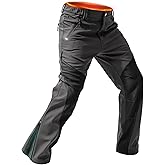 Moosehill Men's-Snow-Ski-Pants Waterproof-Fleece-Lined-Softshell for Winter Outdoor with Zippered Bottom Legs