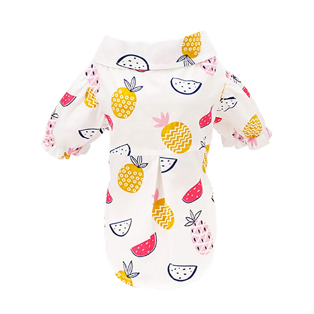 Izefia Dog Shirt Clothes Hawaii Casual Shirt Pineapple Shirts Cool Summer Seabeach Tank Top Vest for Small Dog Puppy Cat (Pineapple-Pink, S)