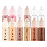 TEMPTU S/B Silicone-Based Airbrush Foundation, Blush, Highlighter Set: Long-Wear Makeup, Buildable Coverage Healthy, Hydrated Glow Luminous, Dewy Finish for All Skin Types, 12 Shades
