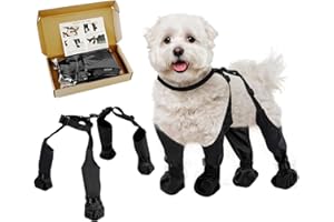 BECROWM Waterproof Dog Boots, Dog Paw Protector for Small Medium Dogs, Adjustable Dog Boots Pet Shoes for Outdoor Walking Soft Dog Shoes Pets Paws Protector,Black (L)